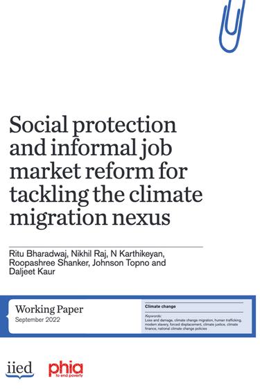 Social protection and informal job market reform for tackling the climate migration nexus