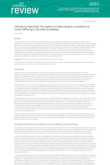 The Impact of Climate Change on Vulnerability to Human Trafficking in the Indian Sundarbans